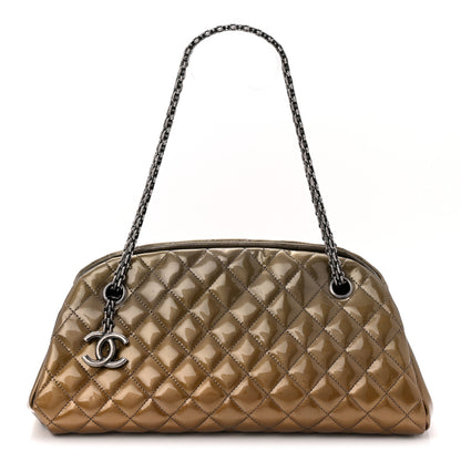 Chanel Metallic Patent Quilted Medium Just Mademoiselle Bowling Bag  Gold Degrade 1 of 10