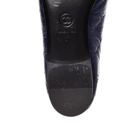 Chanel Aged Calfskin Quilted Cap Toe Ballerina Flats 37 Navy 13 of 14