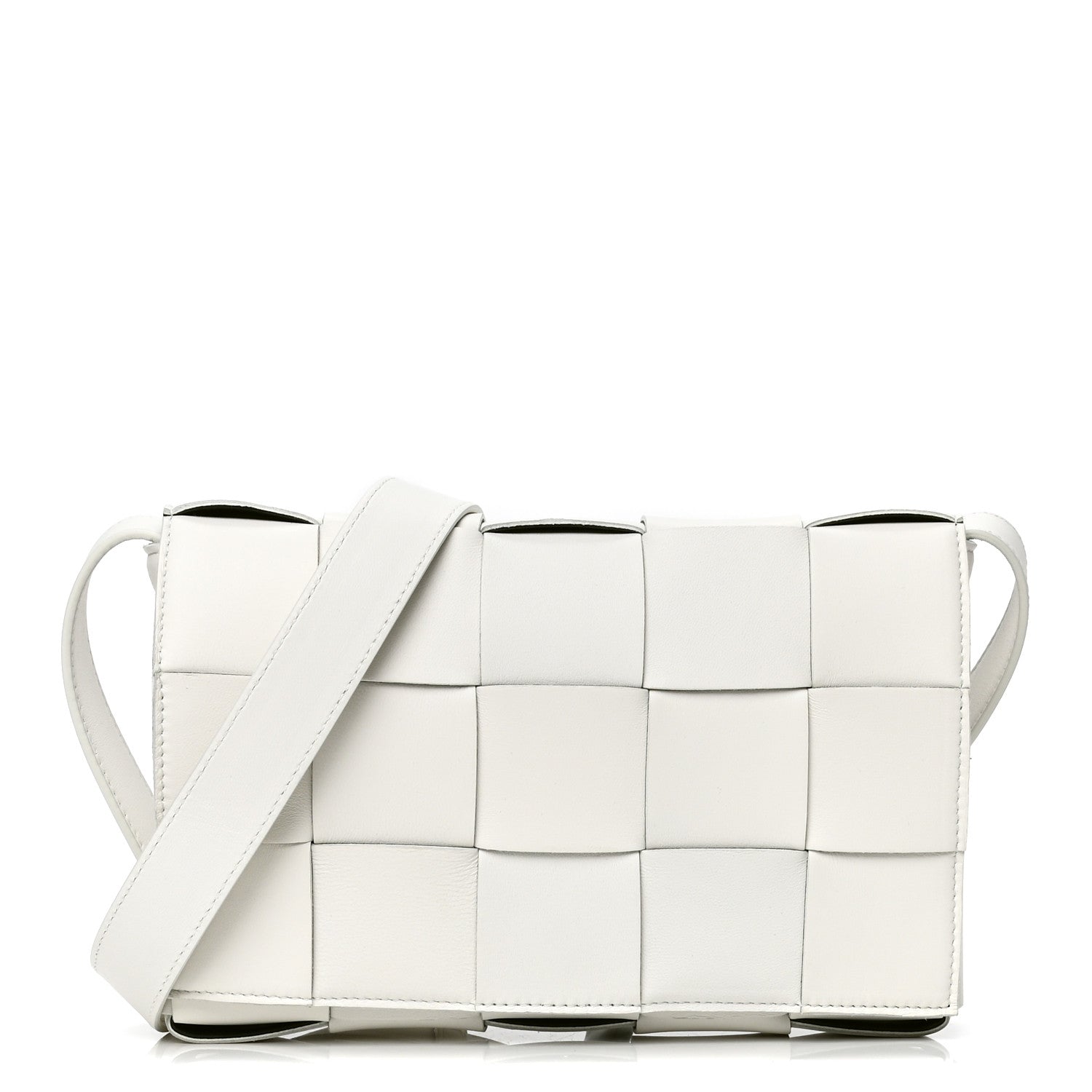 Bottega Veneta Lambskin Maxi Intrecciato Cassette Crossbody Bag White 1 of 4