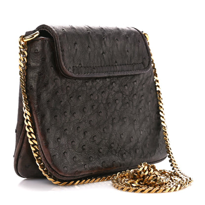 Gucci Ostrich Small 1973 Chain Shoulder Bag Dark Brown 3 of 11