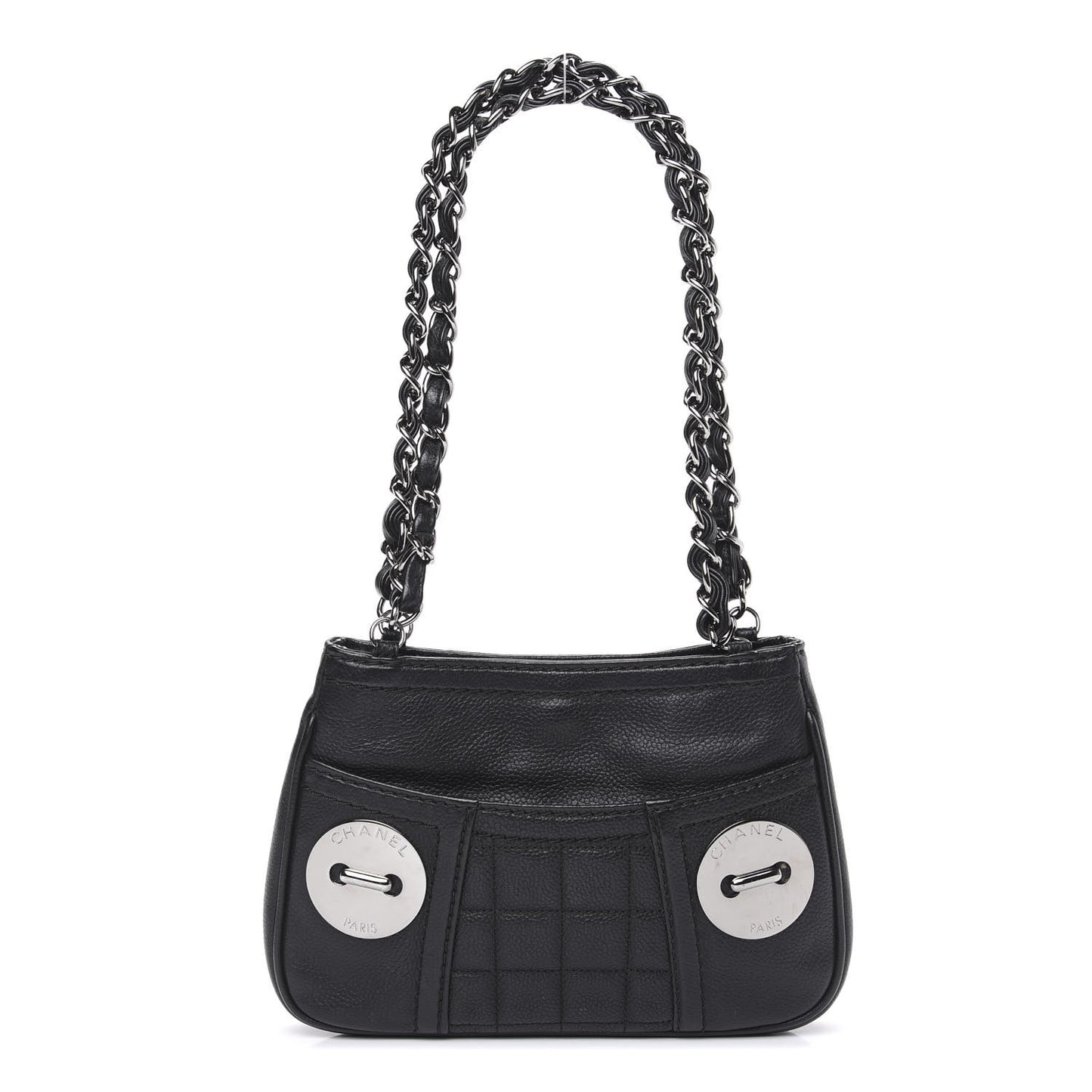 Caviar Square Quilted Shoulder Bag Black