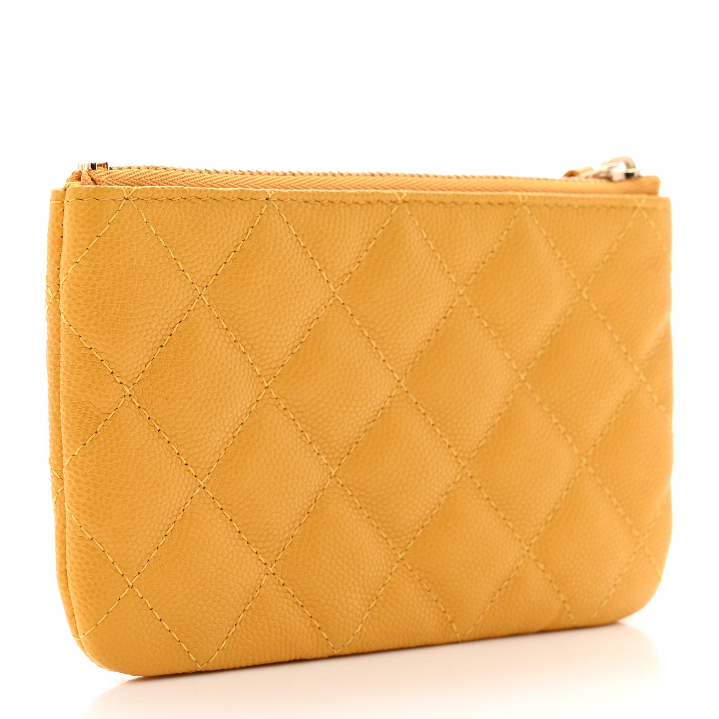 Caviar Quilted Small Cosmetic Case Yellow