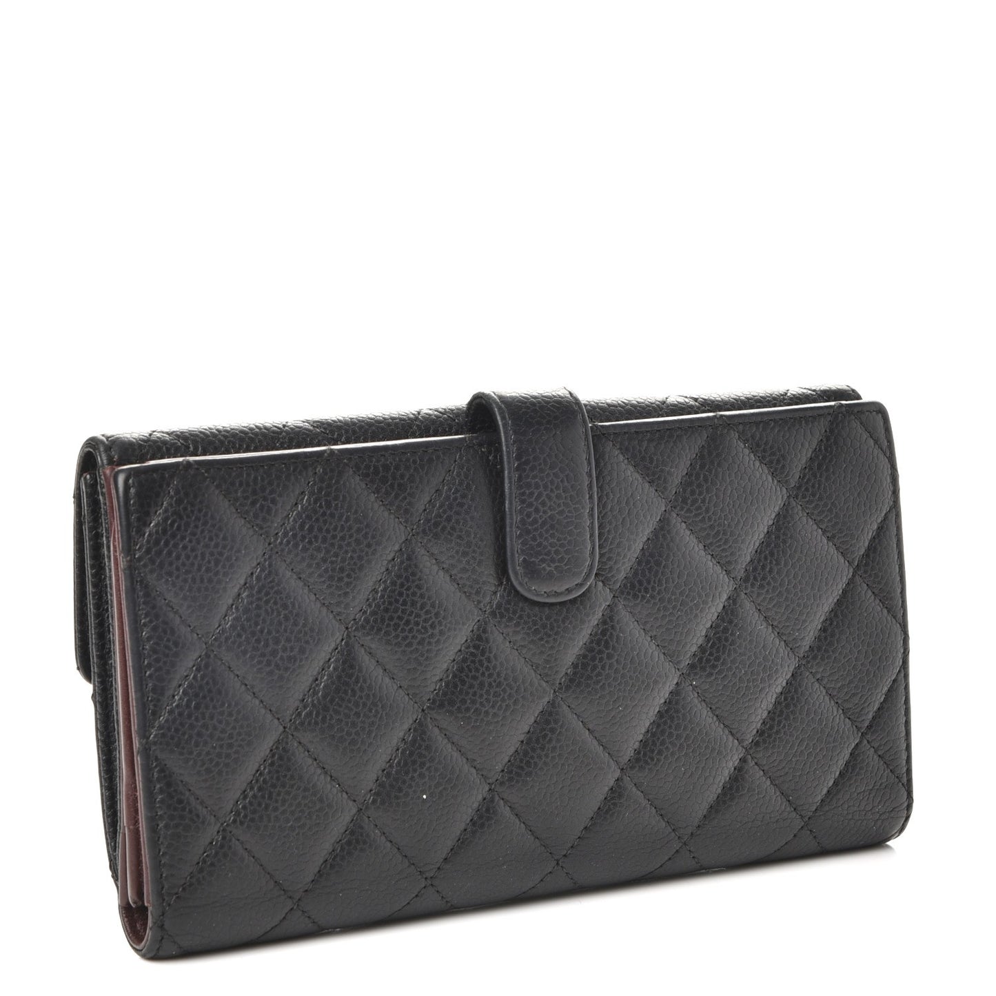 Caviar Quilted CC Long Double Wallet Black