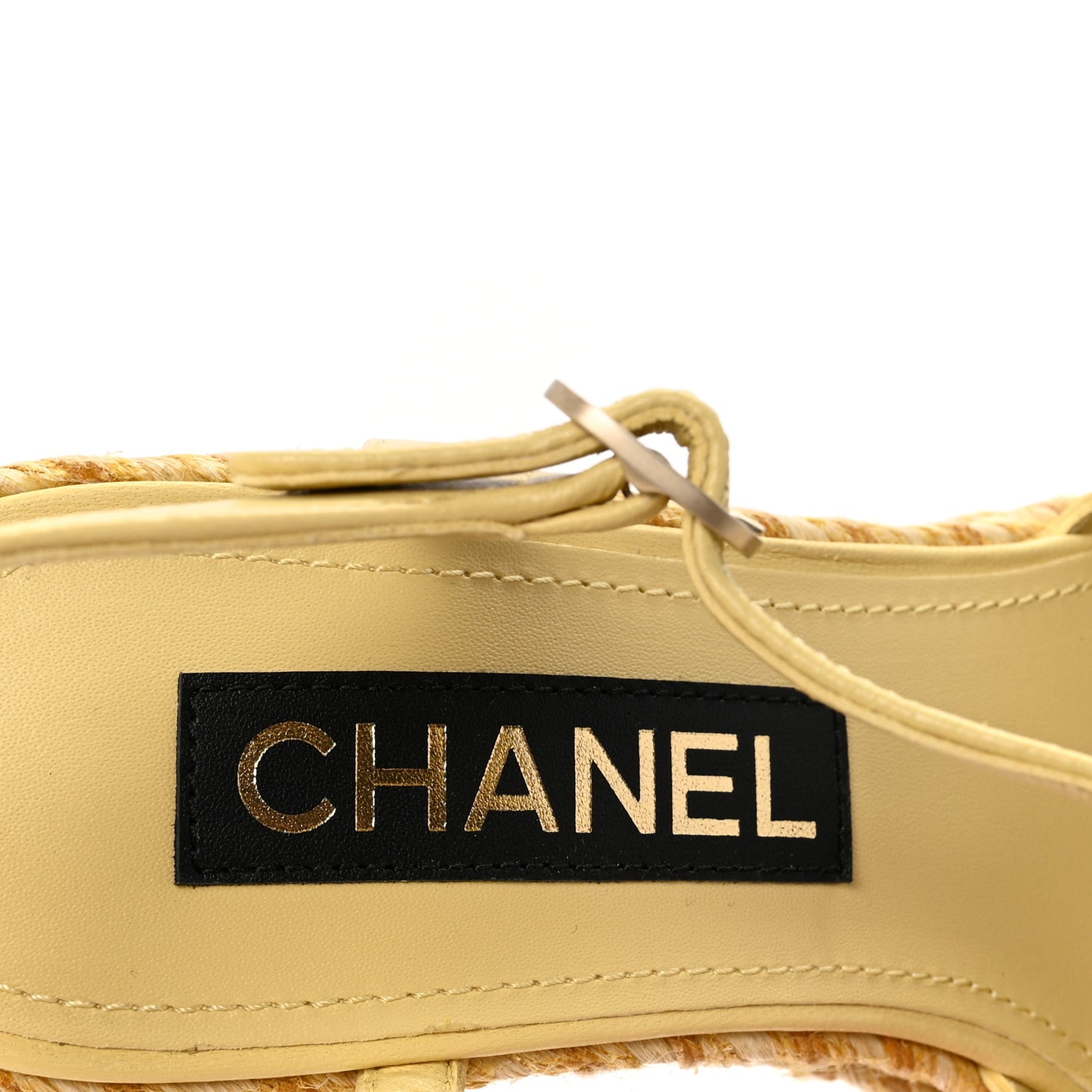 Lambskin Grosgrain CC Espadrilles Wedges 37 Yellow Black