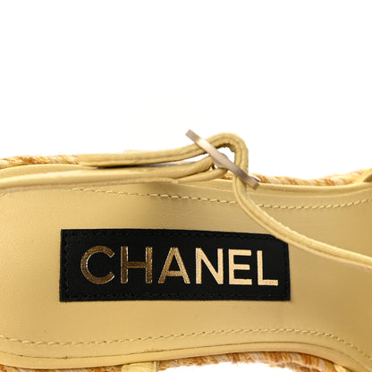 Chanel Lambskin Grosgrain CC Espadrilles Wedges 37 Yellow Black 8 of 10