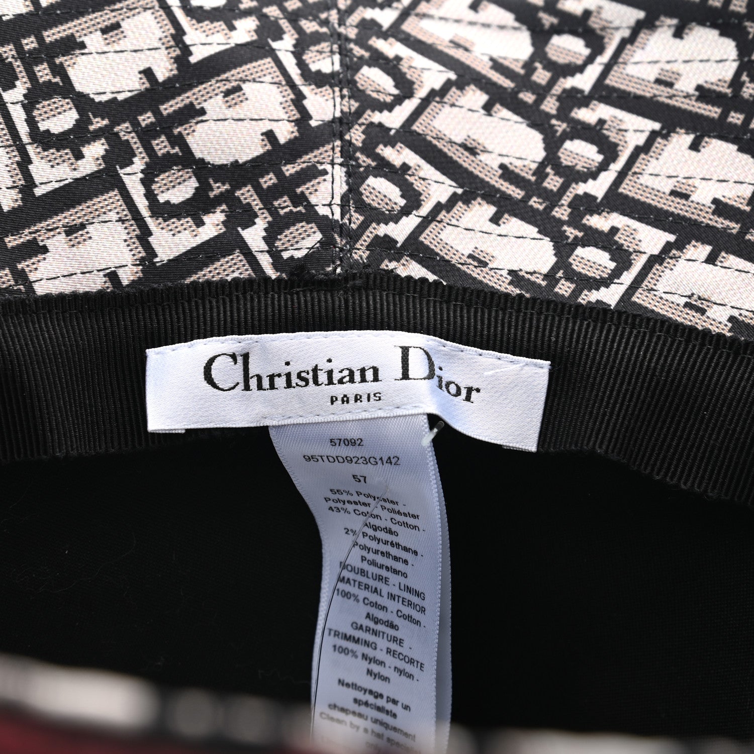 Christian Dior Cotton Large Brim Bucket Hat with Veil 57 Black Red 8 of 8