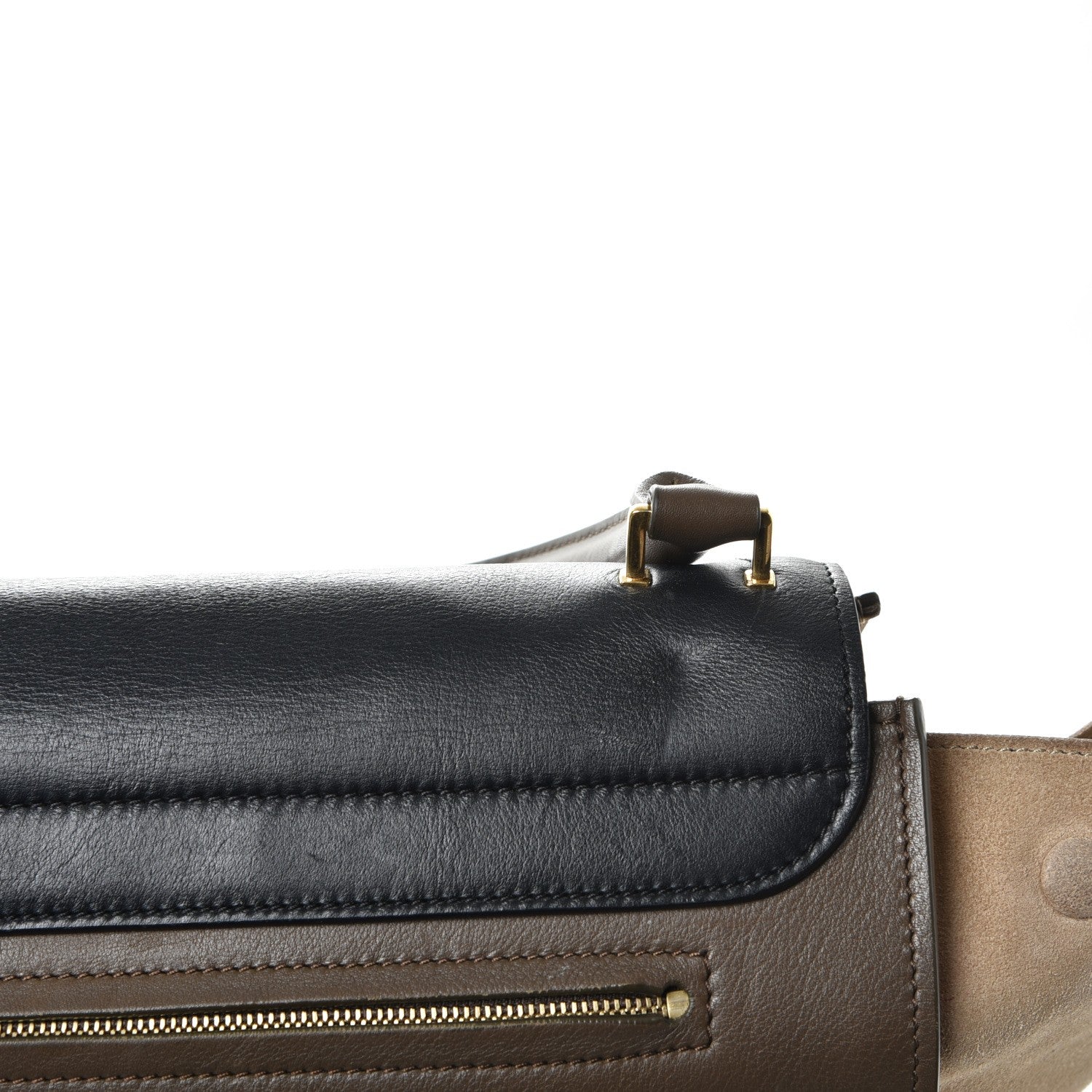 Celine Calfskin Suede Tri-color Large Trapeze Olive 12 of 22