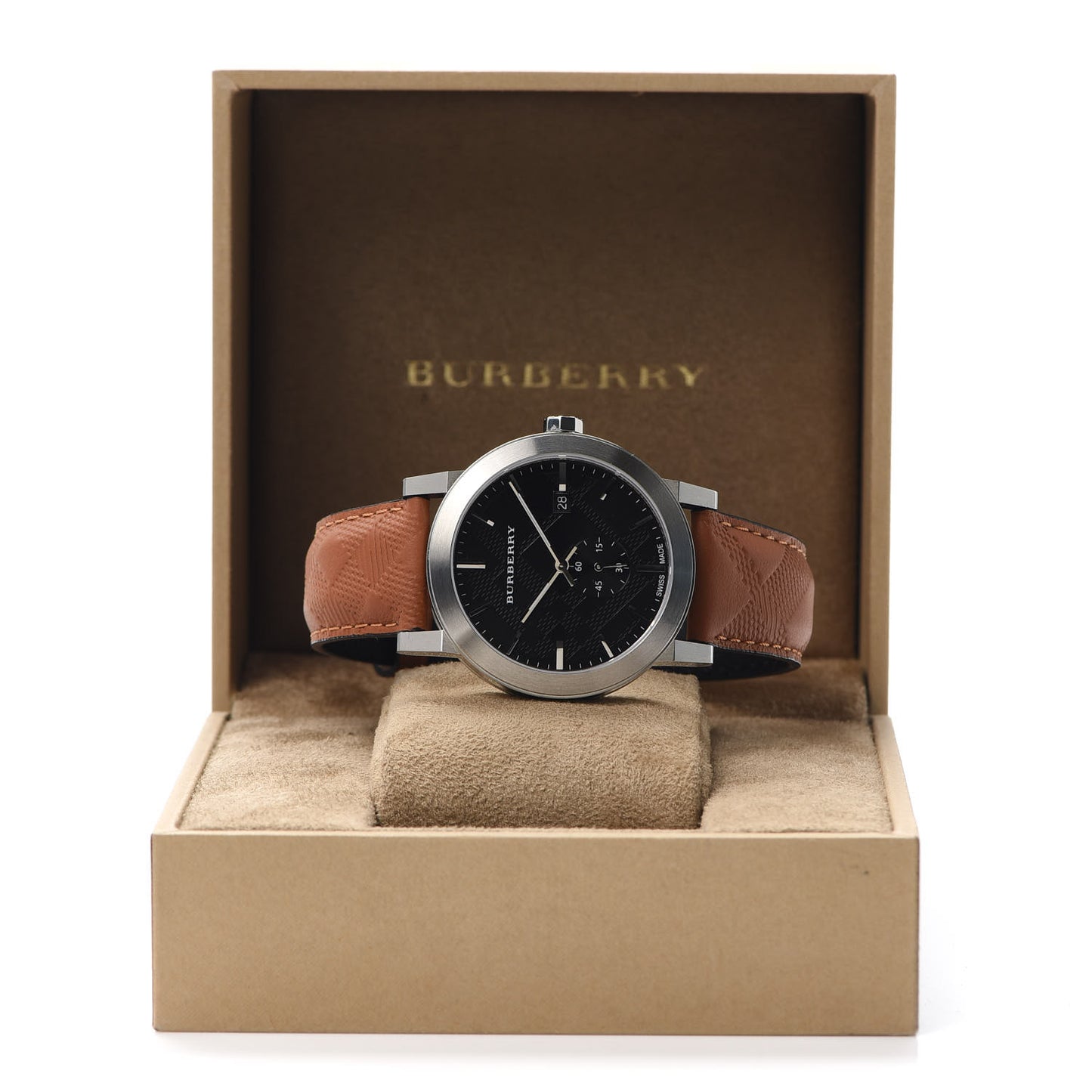 Stainless Steel Calfskin 42mm The City Quartz Watch Black BU9905