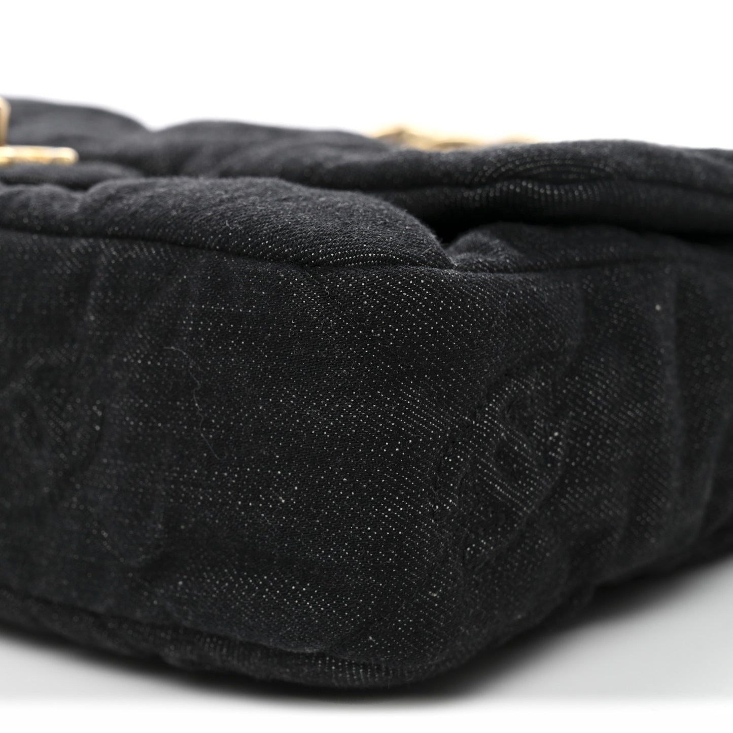 Denim Quilted Medium Funky Town Flap Black