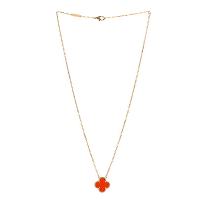 Van Cleef & Arpels VAN CLEEF & ARPELS 18K Yellow Gold Carnelian Vintage Alhambra Pendant Necklace 3 of 6