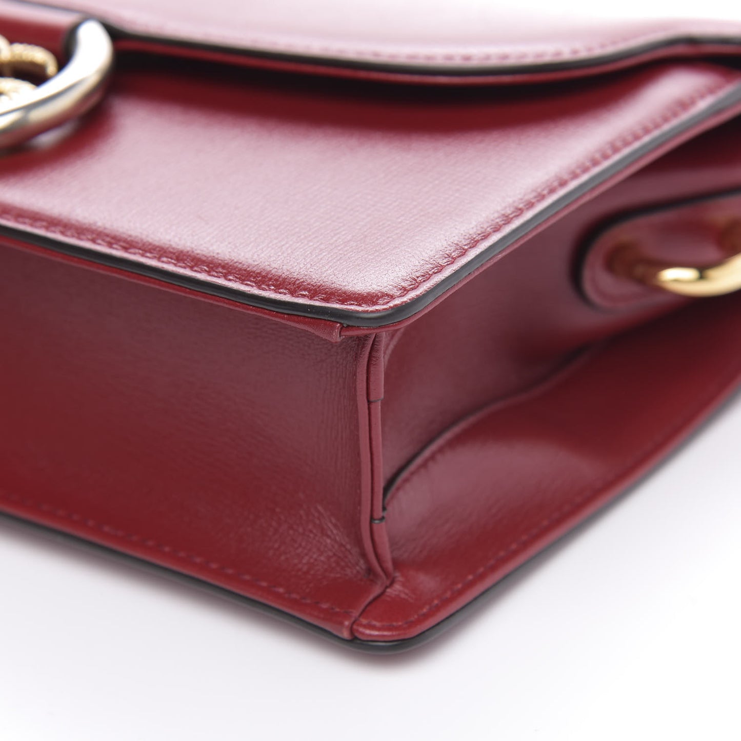Textured Calfskin Small Torchon GG Ring Shoulder Bag New Cherry Red