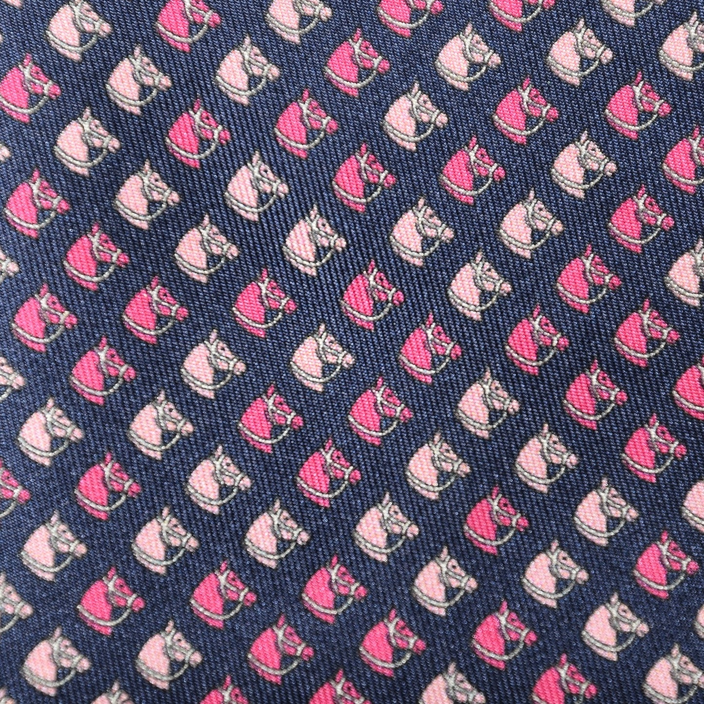 Printed Silk Mens Pur Sang Neck Tie Bleu Nuit Fuchsia Rose