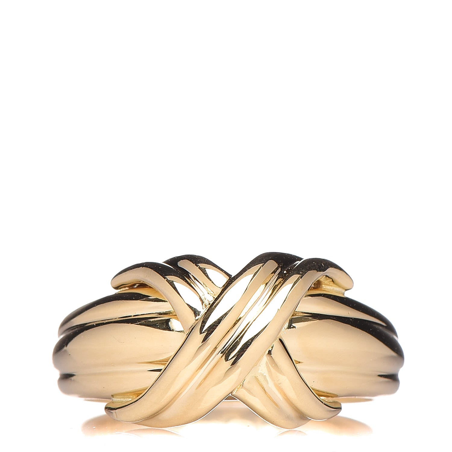 Tiffany 18K Yellow Gold Signature X Ring 48 4.5 1 of 6