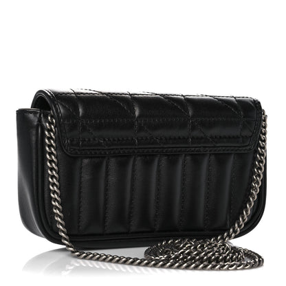 Gucci Calfskin Matelasse Aria Super Mini GG Marmont Shoulder Bag Black 2 of 10
