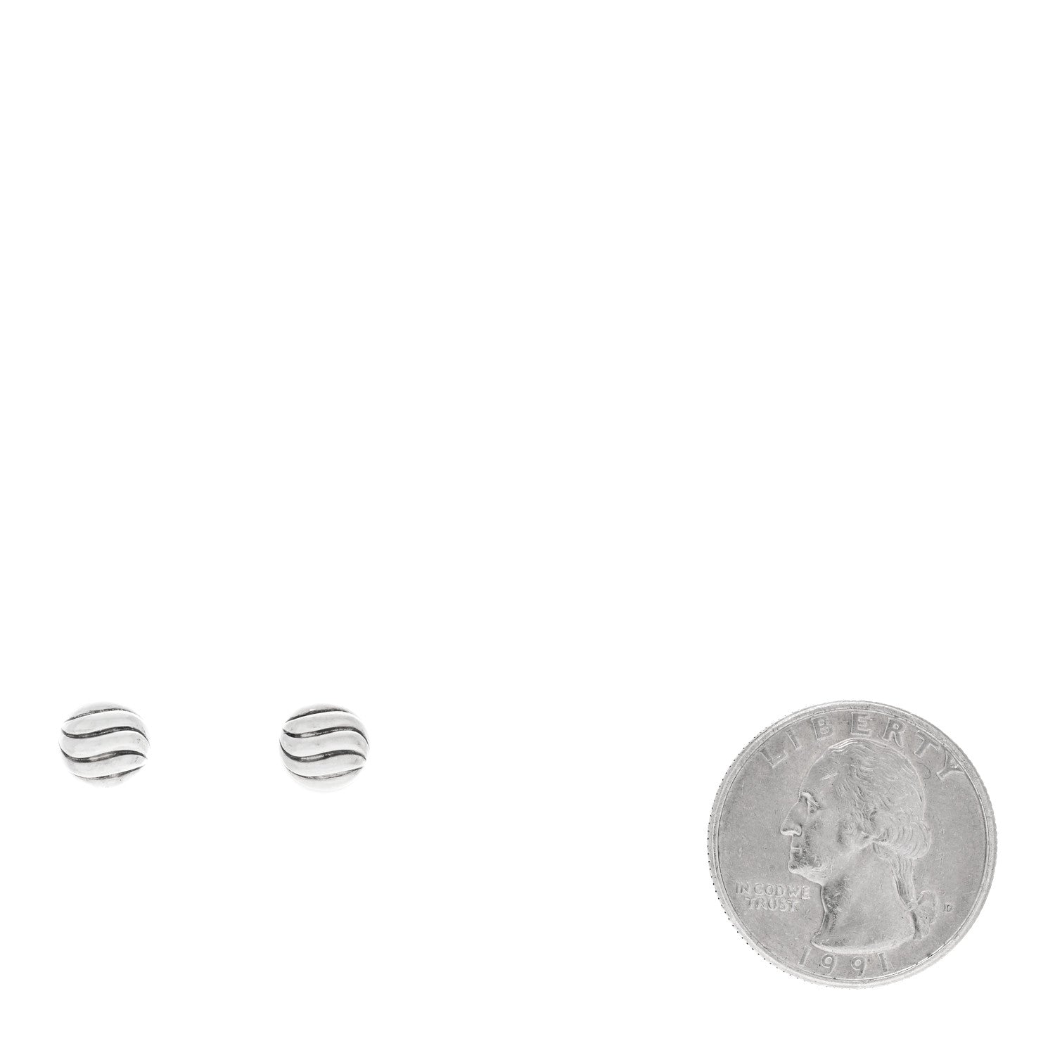 David Yurman Sterling Silver 8mm Sculpted Cable Stud Earrings 2 of 4