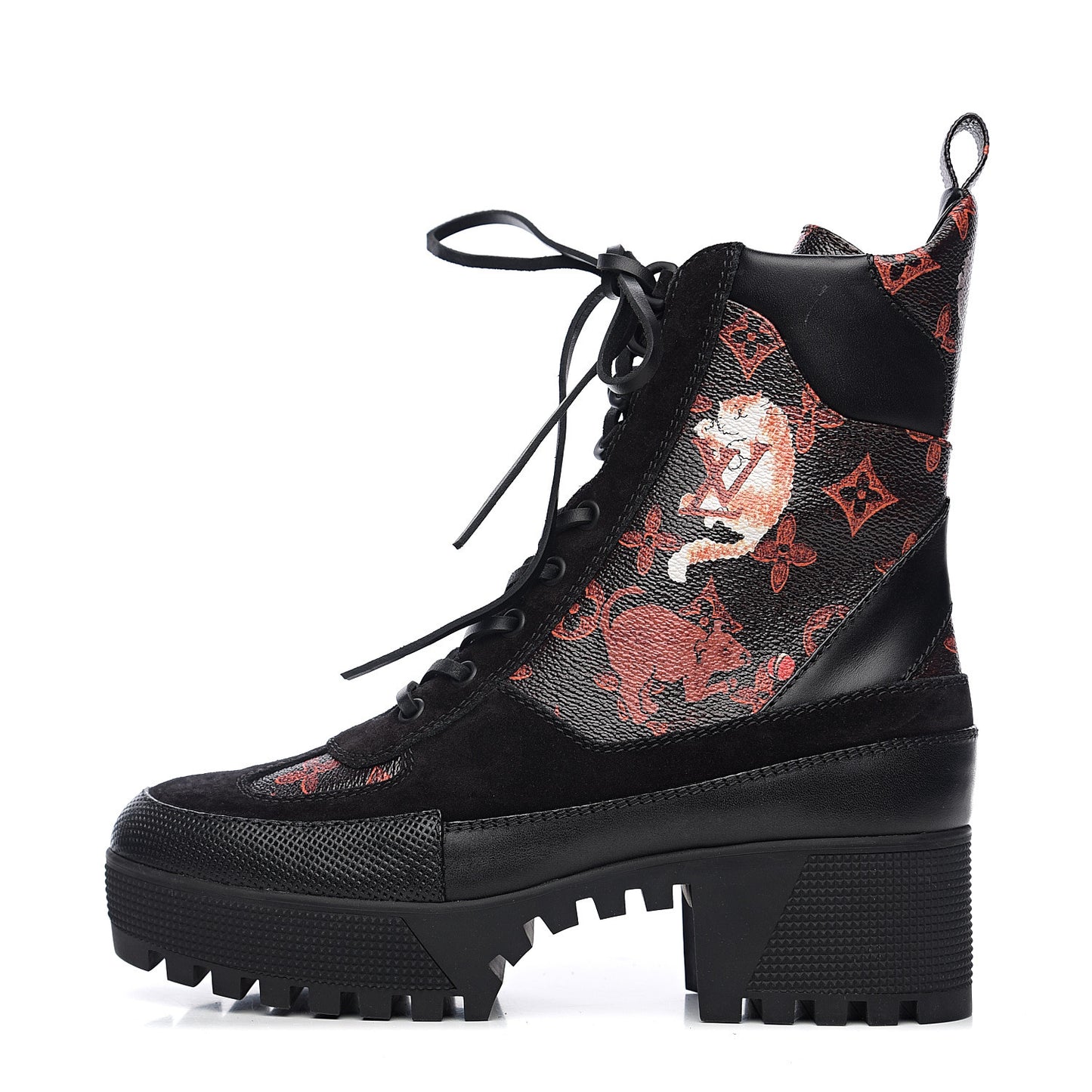 Suede Calfskin Catogram Laureate Platform Desert Boots 39 Black Marron