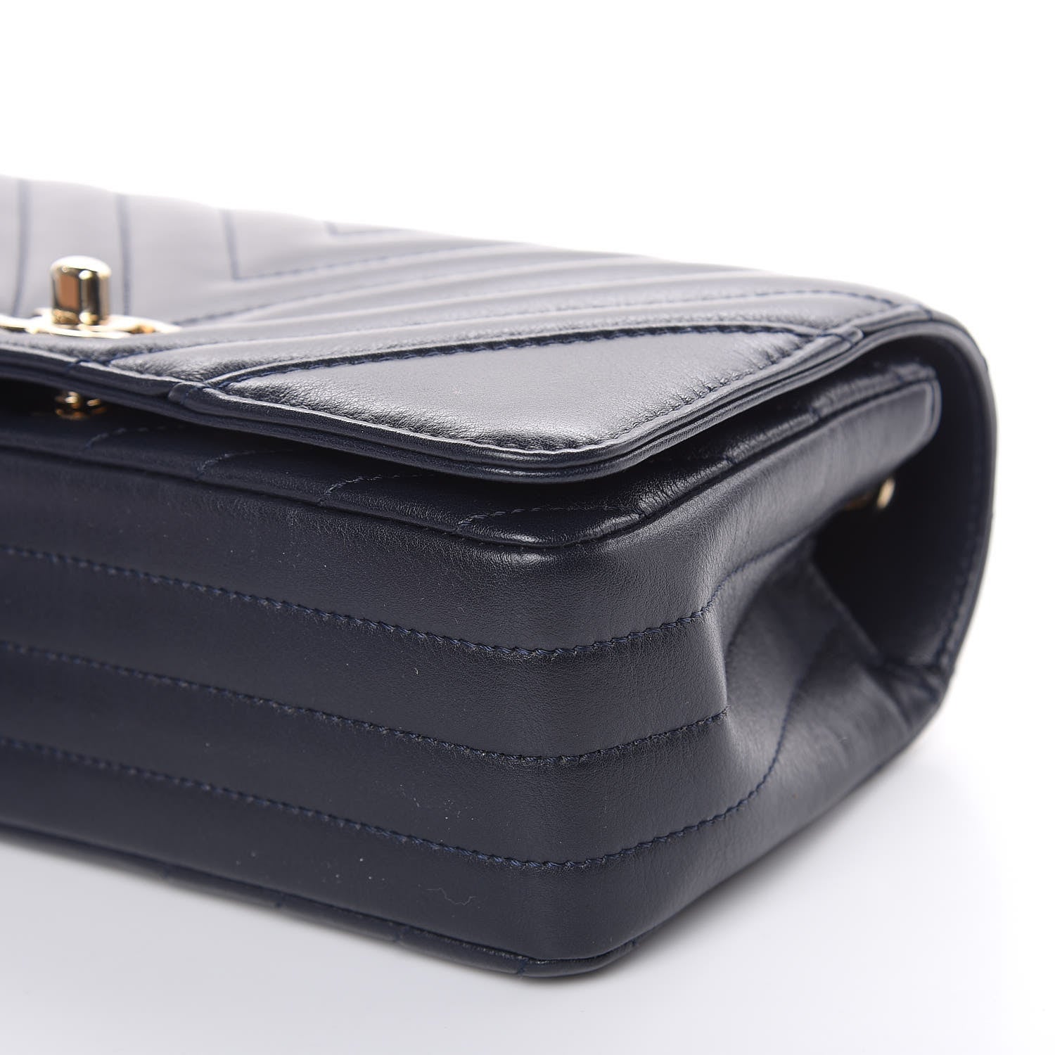 Chanel Calfskin Chevron Quilted Mini Statement Flap Navy Blue 9 of 10