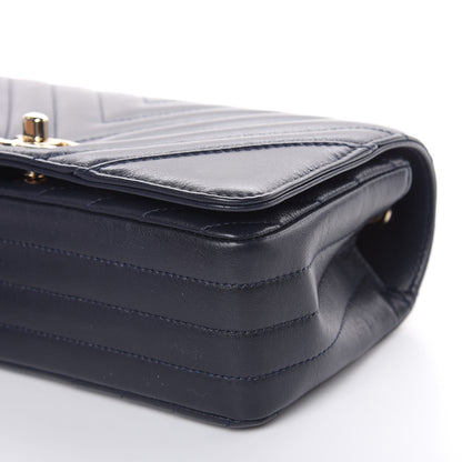 Chanel Calfskin Chevron Quilted Mini Statement Flap Navy Blue 9 of 10
