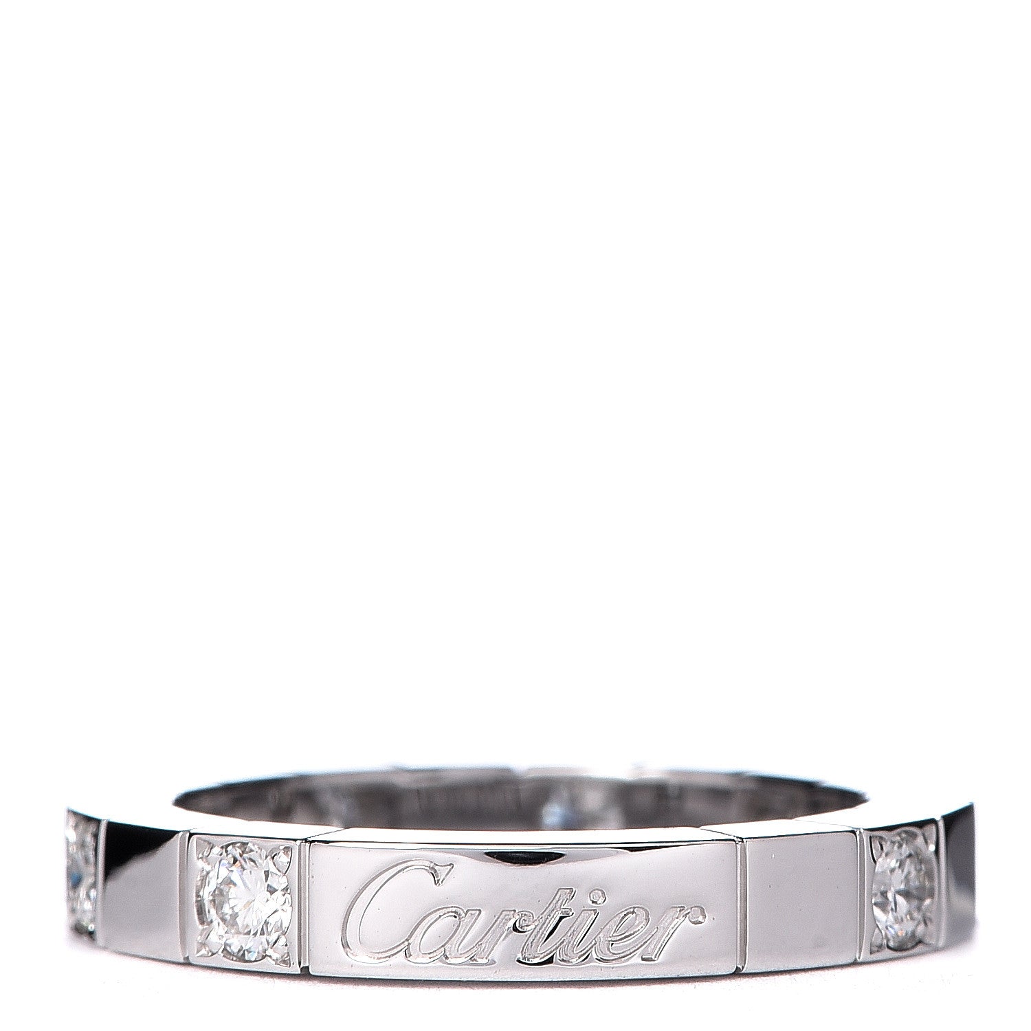 Cartier 18K White Gold Diamond Lanieres Half Eternity Band Ring 46 3.75 1 of 4