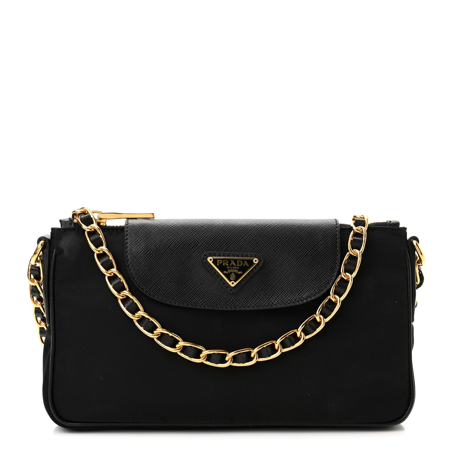 Prada Tessuto Nylon Saffiano Crossbody Bag Black 1 of 9