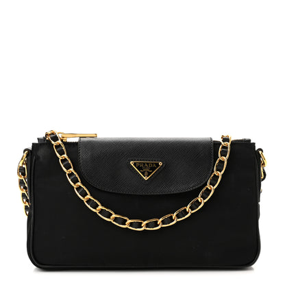 Prada Tessuto Nylon Saffiano Crossbody Bag Black 1 of 9