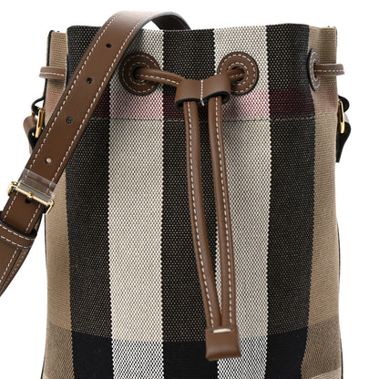 Burberry Giant Check Canvas Small Bucket Bag Taupe Brown 8 of 10