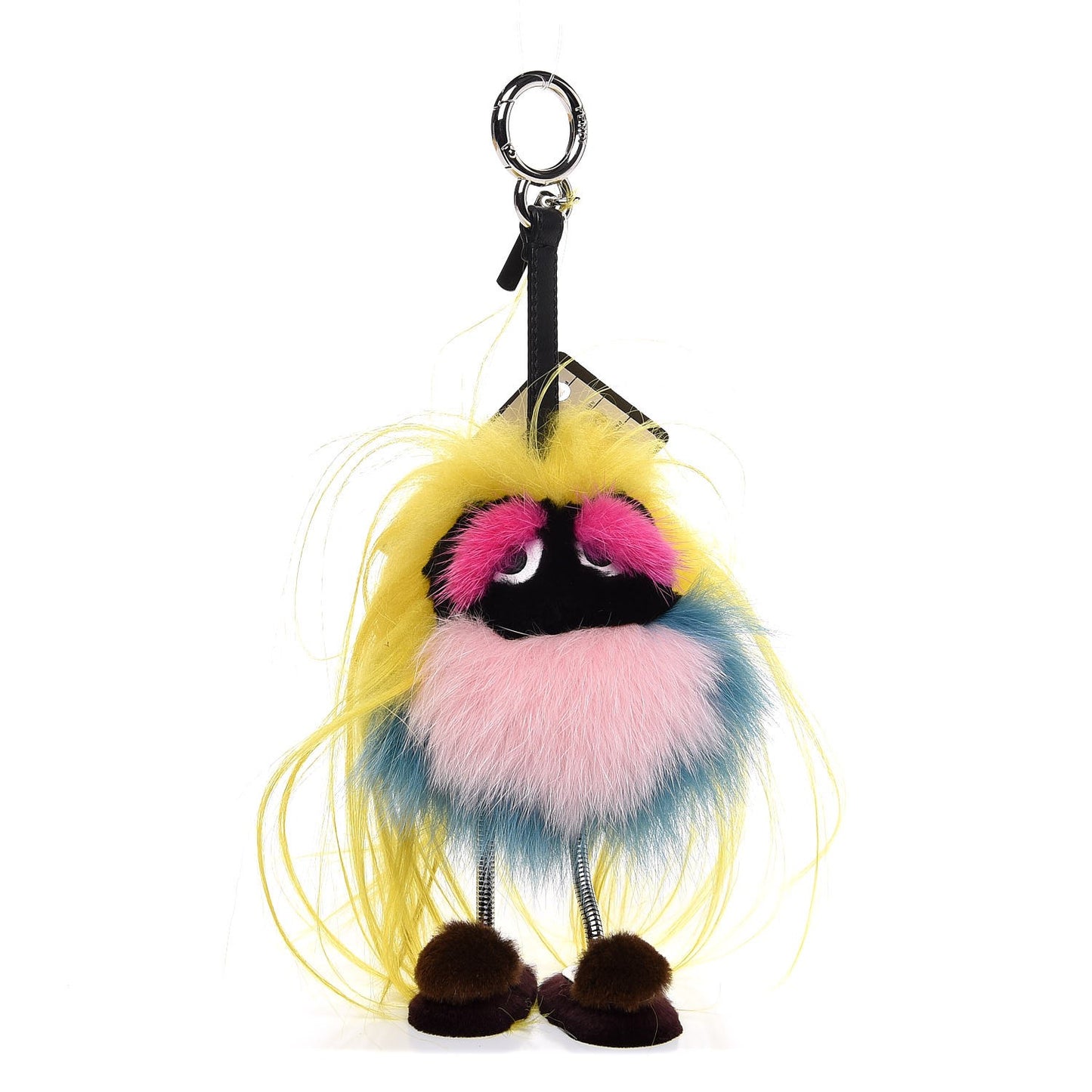 Goat Mink Fox Fur Mum Wonders Bag Charm Yellow Water Multicolor