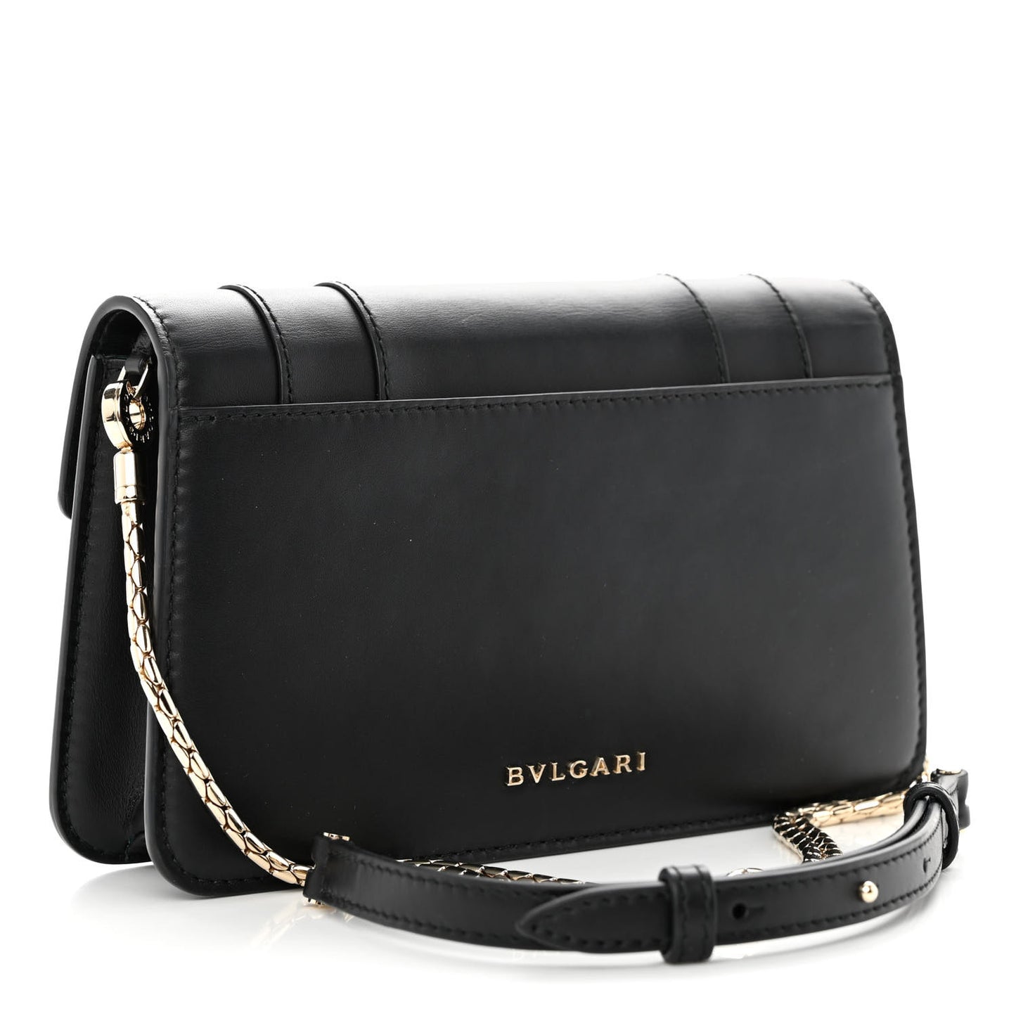 Calfskin Serpenti Forever Chain Wallet Black