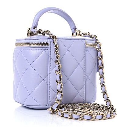 Chanel Lambskin Quilted Top Handle Mini Vanity Case With Chain Light Purple 3 of 10
