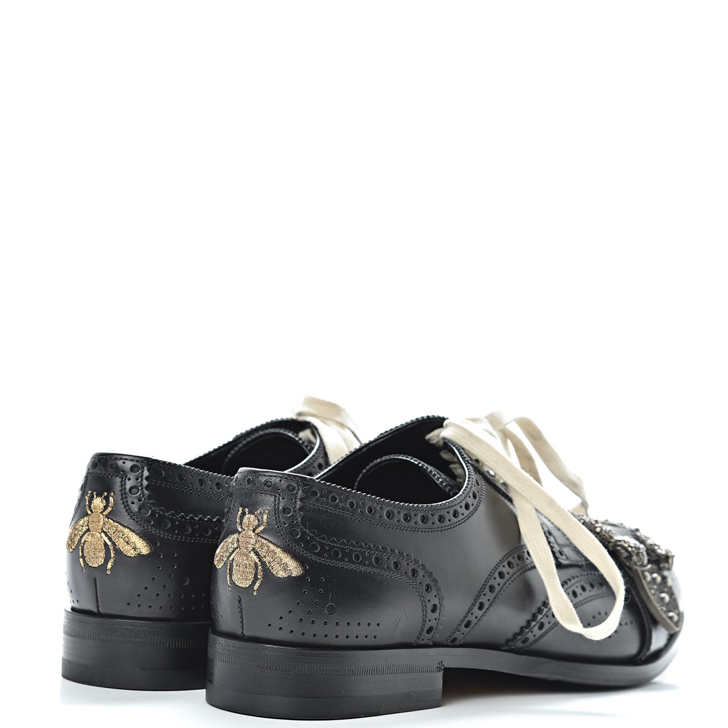 Calfskin Bee Embroidered Mens Queercore Brogue Derby Shoes 9.5 Black