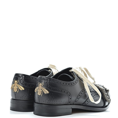 Gucci Calfskin Bee Embroidered Mens Queercore Brogue Derby Shoes 9.5 Black 4 of 9