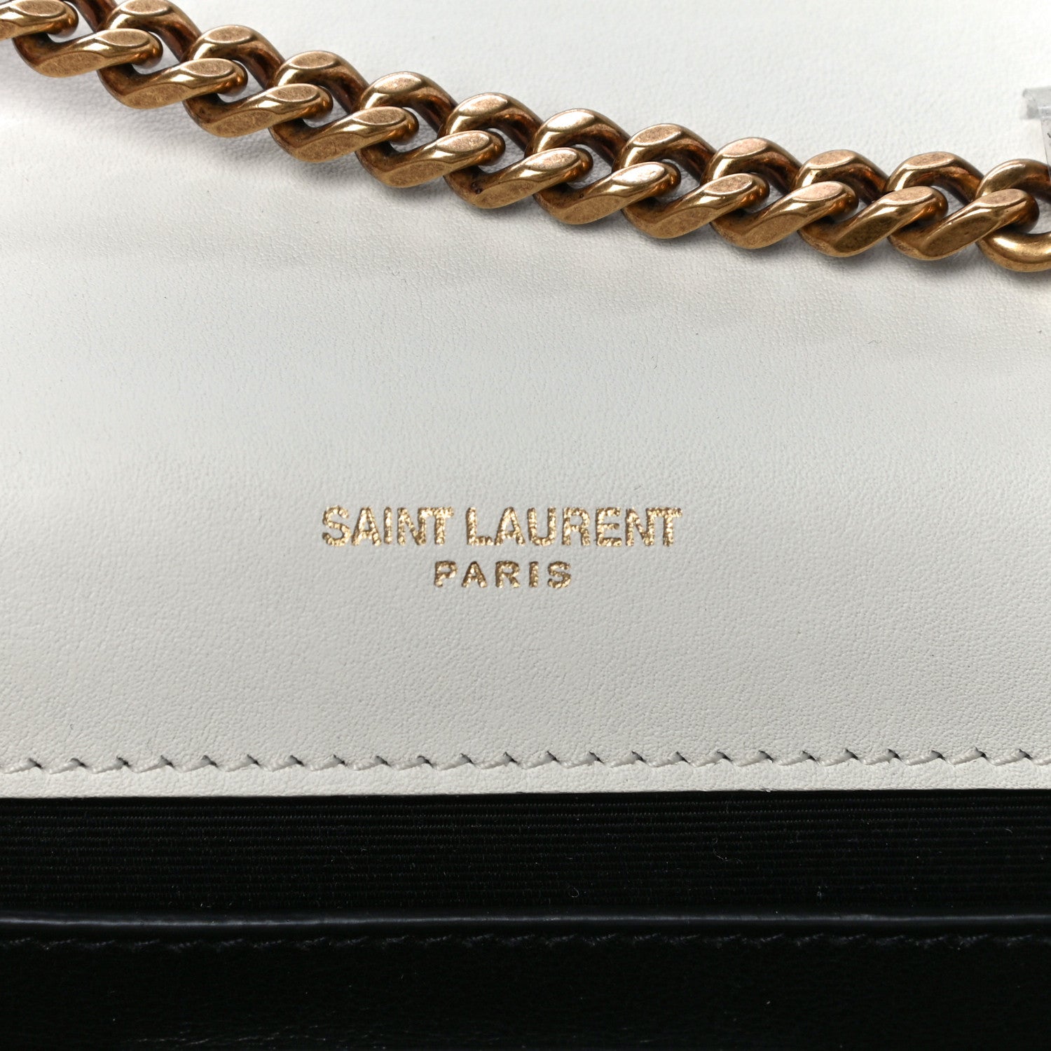Saint Laurent Grain De Poudre Small Classic Monogram Shapes Print Kate Satchel White 5 of 10