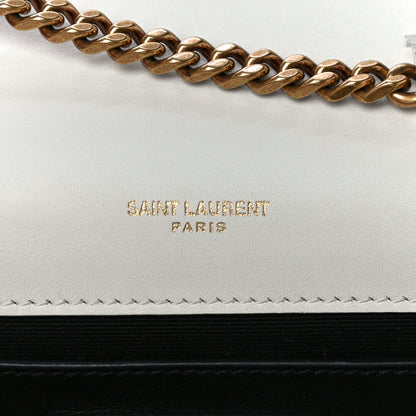 Saint Laurent Grain De Poudre Small Classic Monogram Shapes Print Kate Satchel White 5 of 10