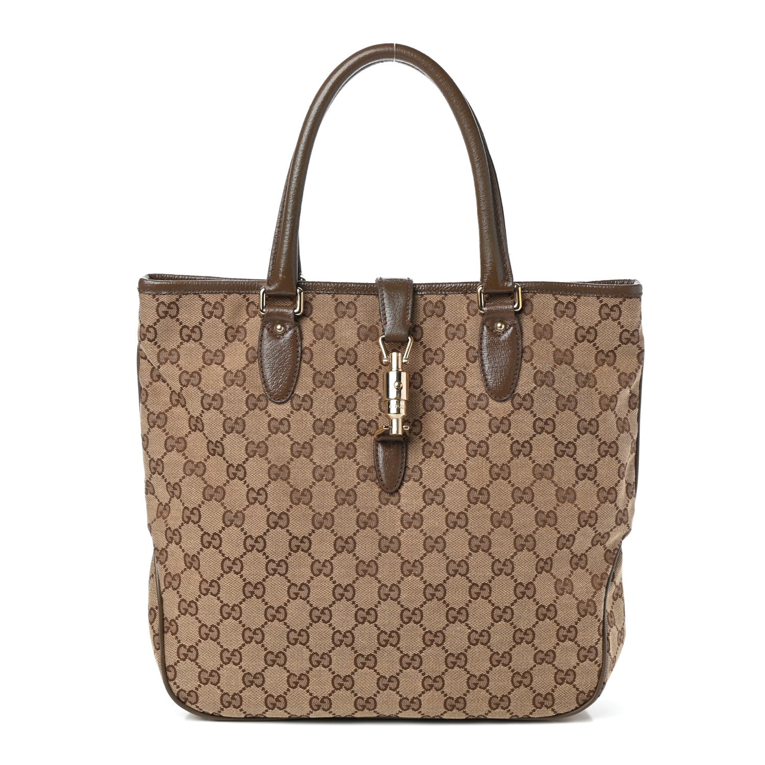 Gucci Monogram Piston Lock Tote Brown 1 of 9