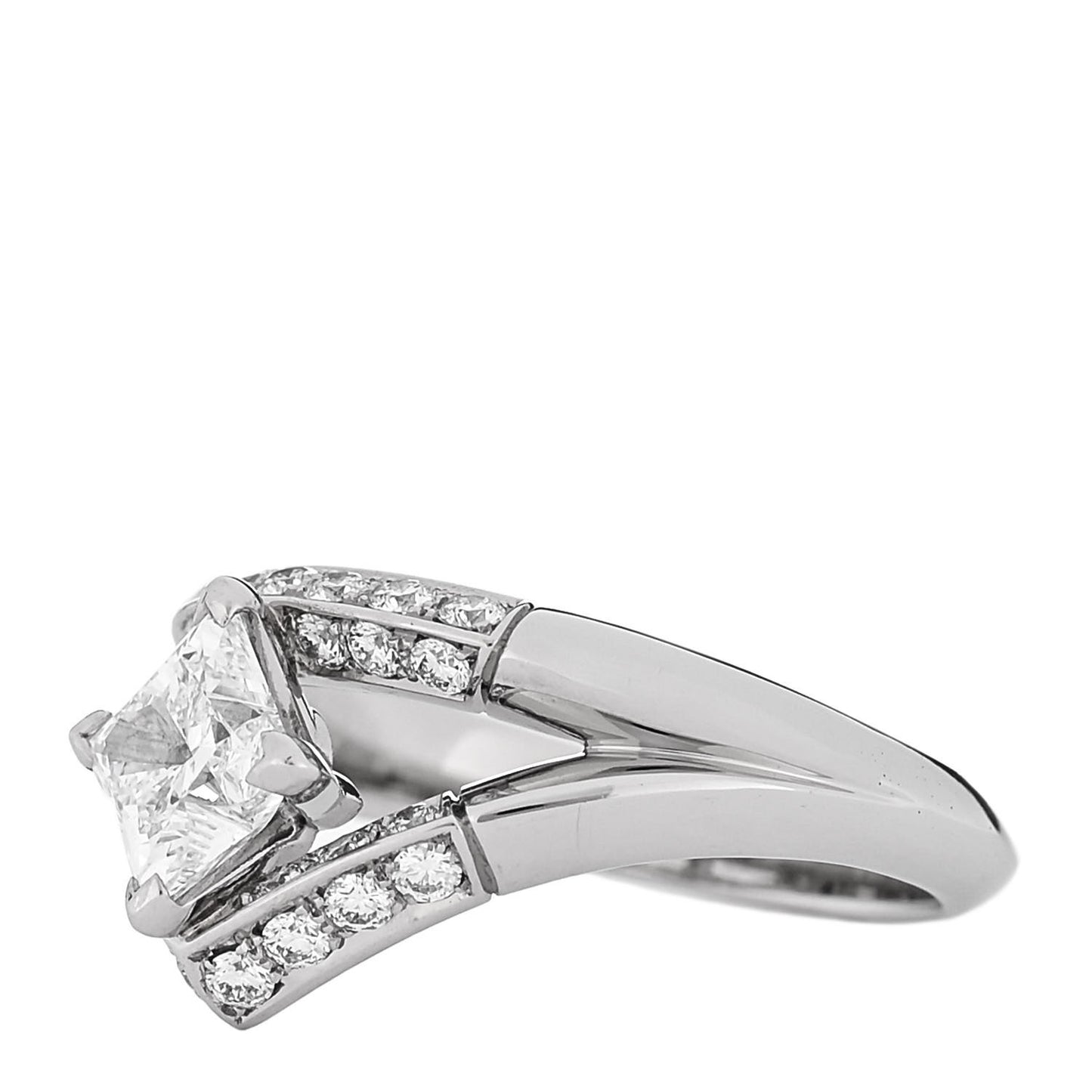 Platinum Diamond LV Monogram Star Cut Pave Double Ring 54 6.75