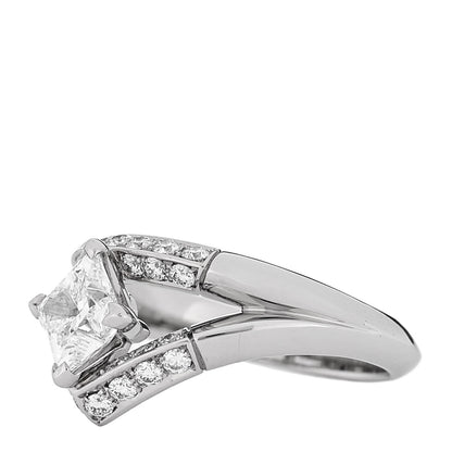 Louis Vuitton Platinum Diamond LV Monogram Star Cut Pave Double Ring 54 6.75 3 of 6