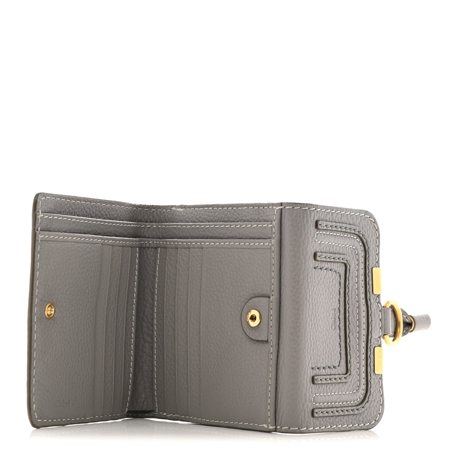 Chloe Grained Calfskin Marcie Square Wallet Cashmere Grey 5 of 14