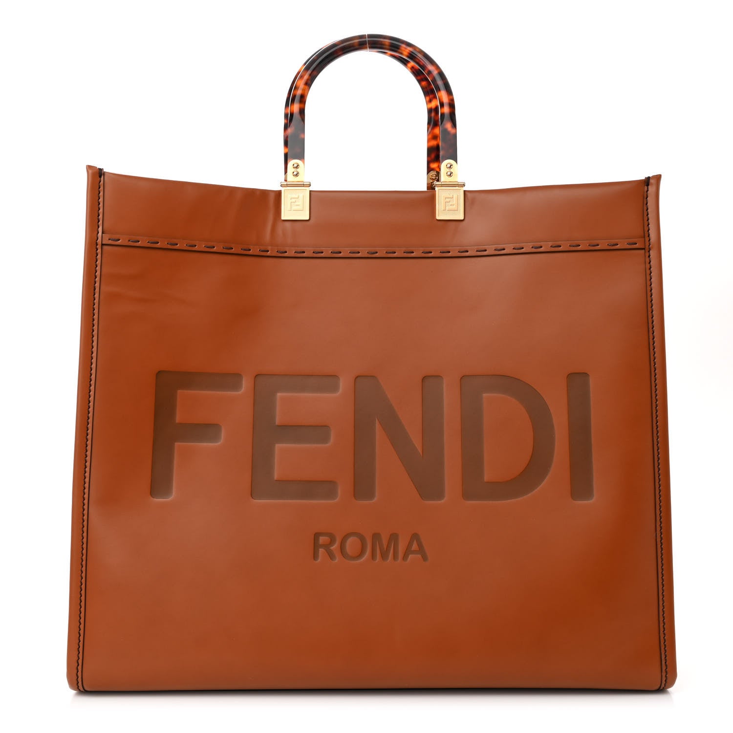 Fendi Vitello King Plexiglass Medium Fendi Sunshine Shopper Tote Cuoio 1 of 14