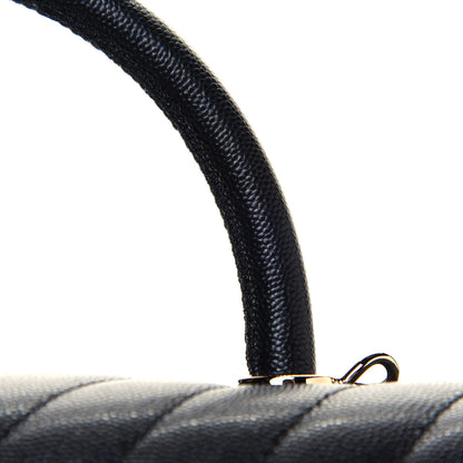 Chanel Caviar Chevron Quilted Medium Coco Handle Flap Black 12 of 13