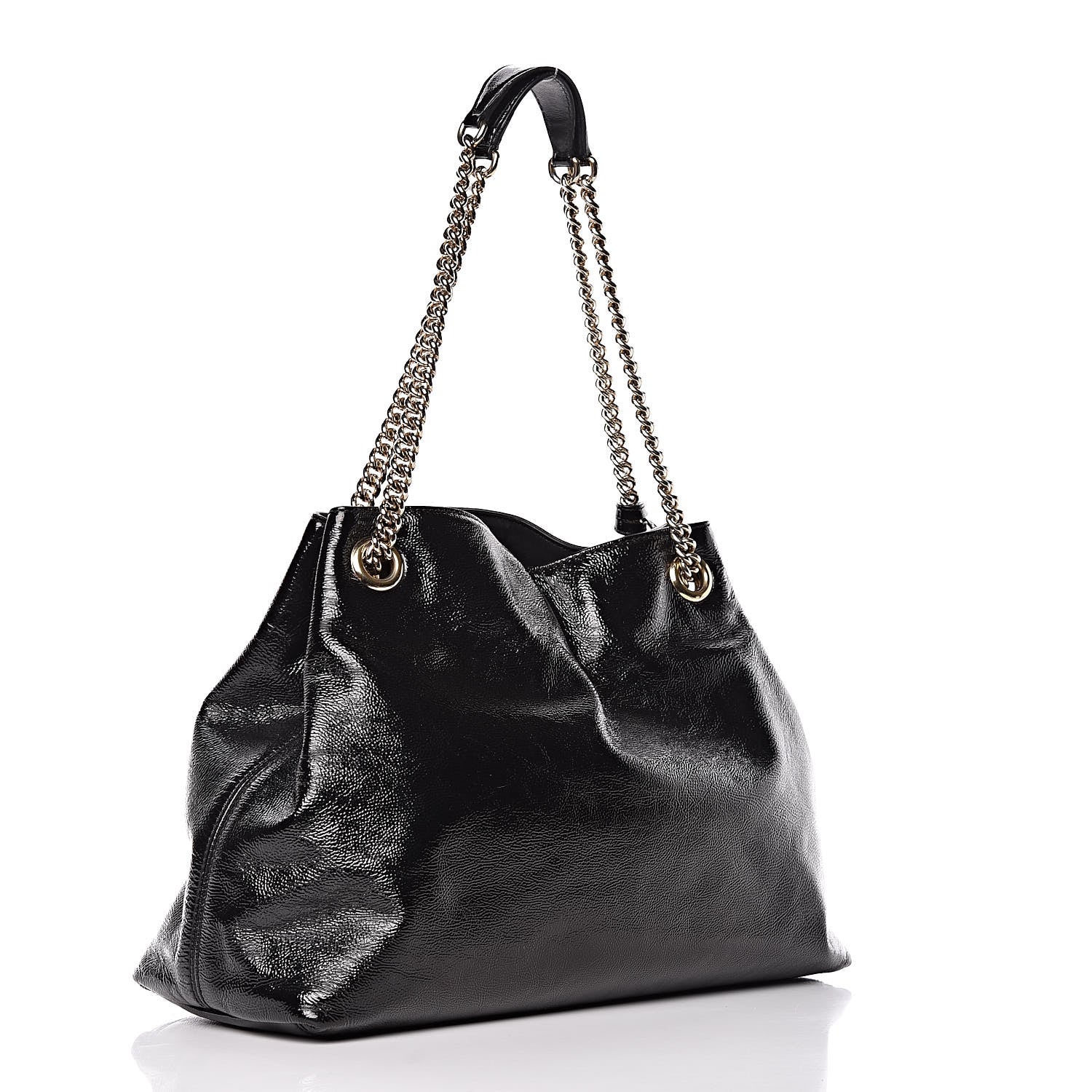 Gucci Patent Medium Soho Chain Shoulder Bag Black 3 of 10