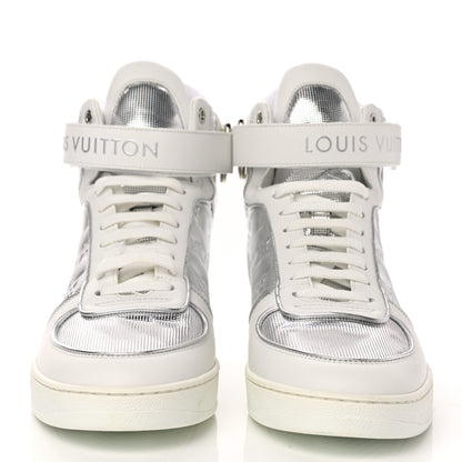 Louis Vuitton Metallic Calfskin Embossed Monogram Boombox Sneakers 39 White Silver 2 of 8