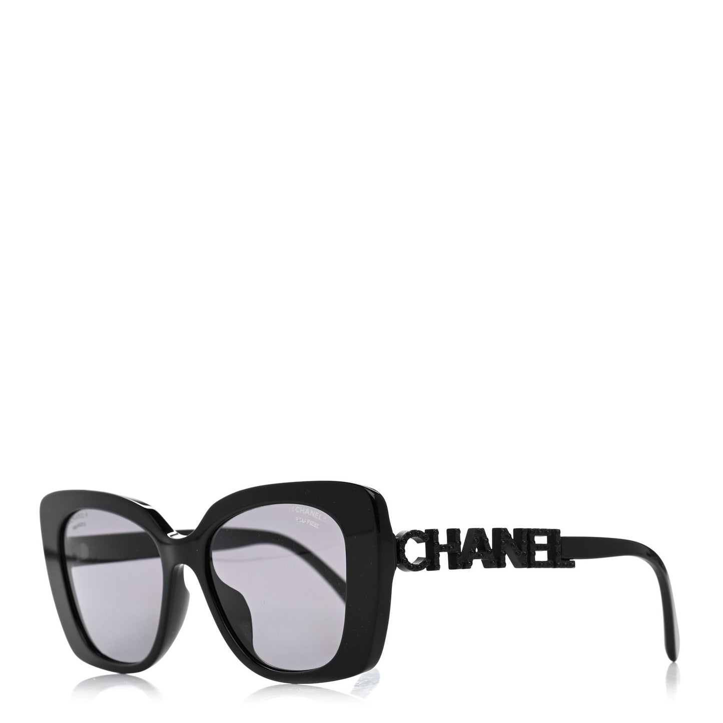 Acetate Strass Polarized Square Sunglasses 5422-B-A Black