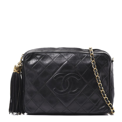 Chanel Lambskin Quilted CC Tassel Camera Case Black 1 of 13
