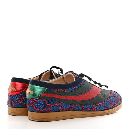 Gucci Lurex Calfskin Web GG Monogram Womens Falacer Sneakers 35.5 Iridescent Blue 5 of 10