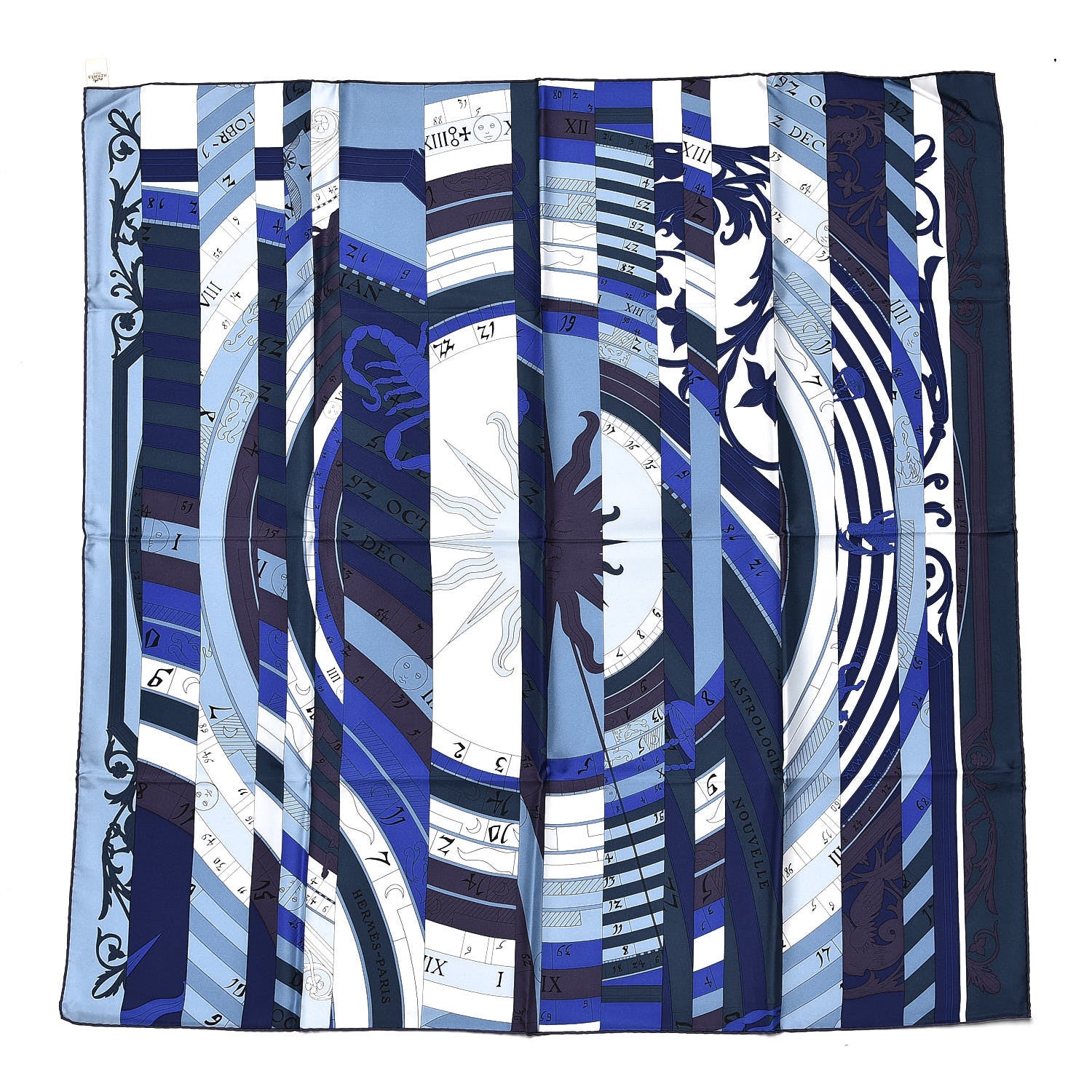 Hermes Silk Astrologie Nouvelle Scarf 90 Ciel Marine Blanc 1 of 4
