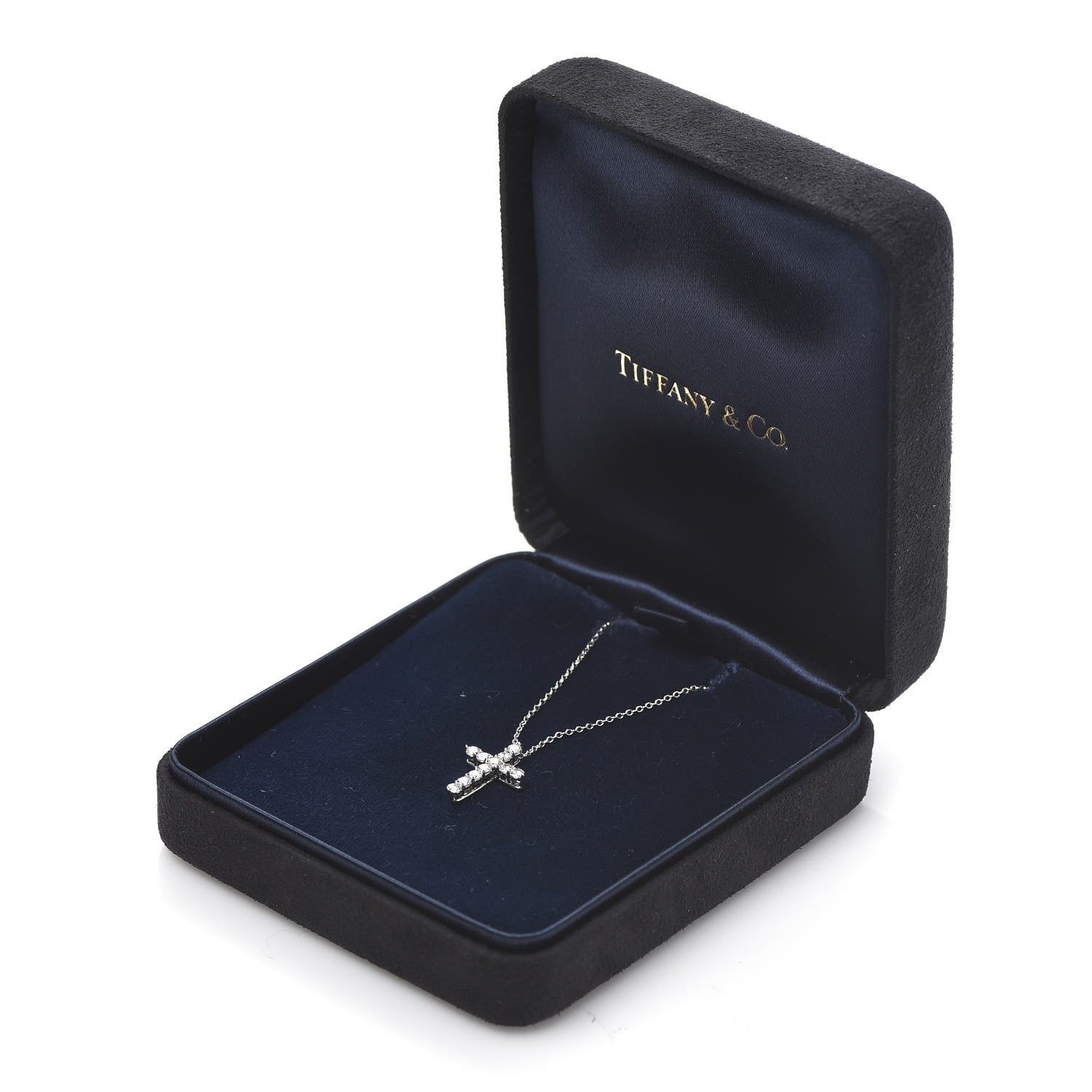Tiffany Platinum Diamond Small Cross Pendant Necklace 14 of 14