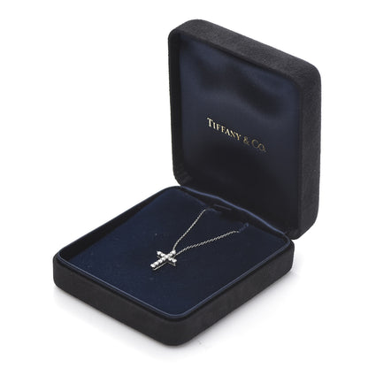Tiffany Platinum Diamond Small Cross Pendant Necklace 14 of 14