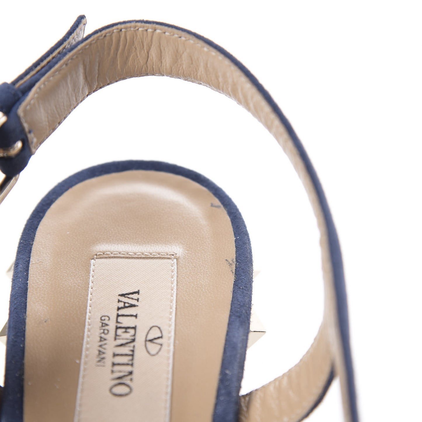 Suede Rockstud Slingback 75/105mm Platform Sandals 39 Marine