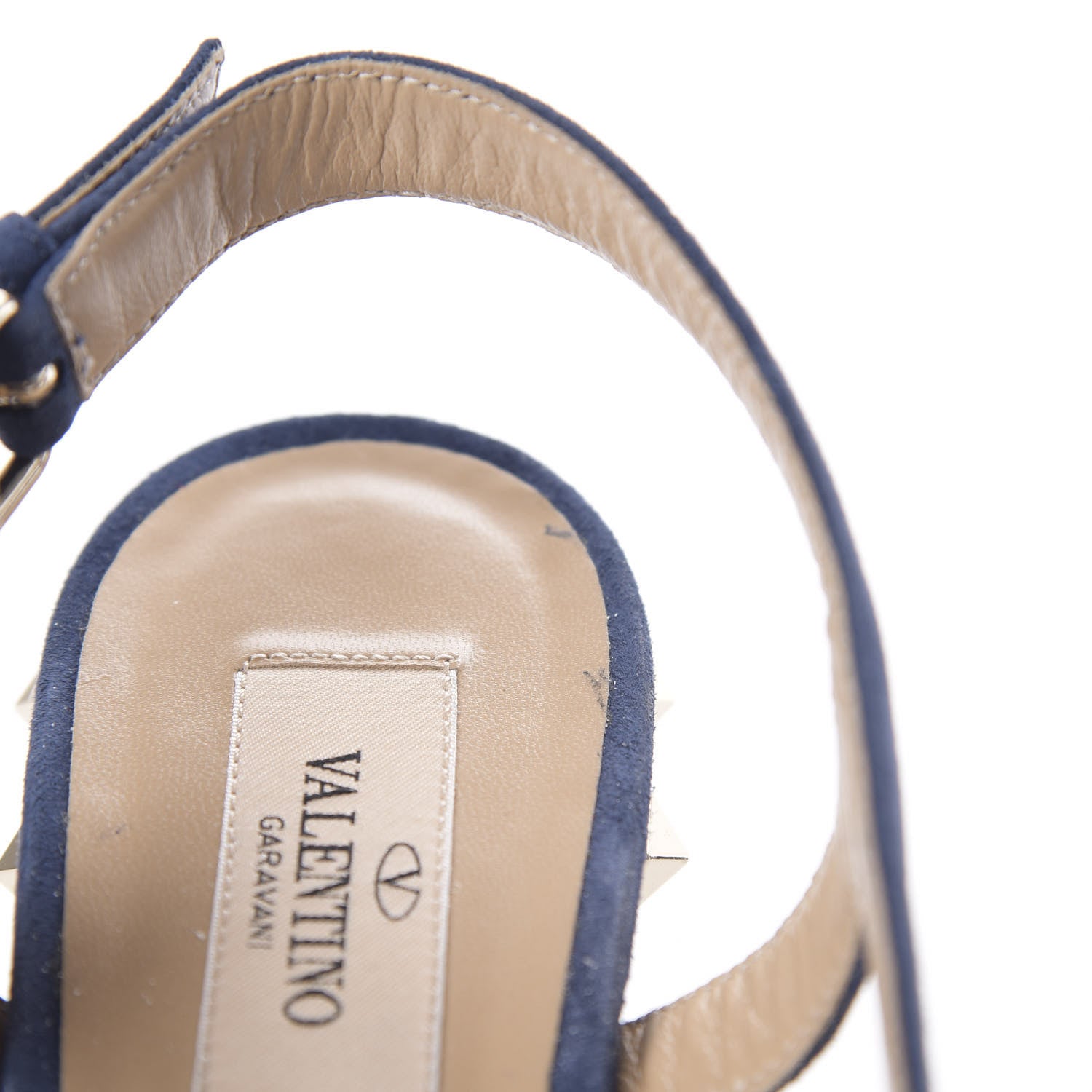 Valentino Garavani Suede Rockstud Slingback 75/105mm Platform Sandals 39 Marine 10 of 11