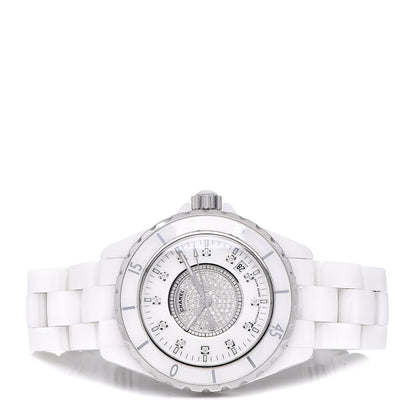 Chanel Stainless Steel Ceramic Diamond 38mm J12 Automatic Watch White 3 of 7